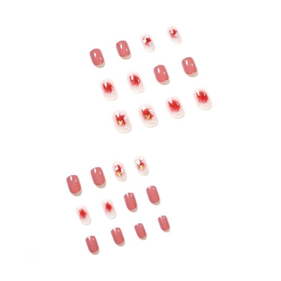 Pink Glitter Princess Artificial Nail Tips Gradient Fake Nails with 3D Butterfly - Picture 3 of 10